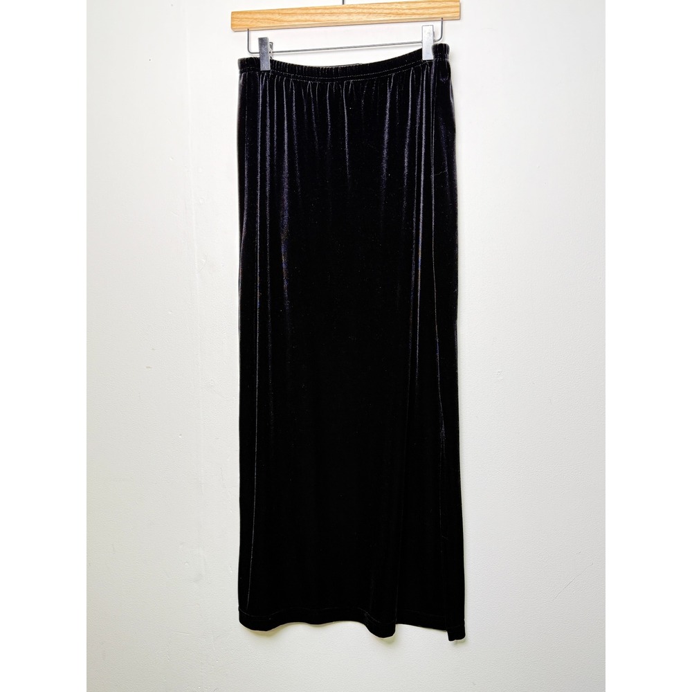 Black Velvet Maxi Skirt with Side Slit Womens Size Small CLIO